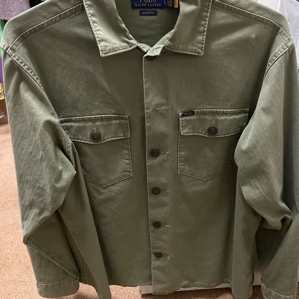 Ralph Lauren Olive Green Lightweight Shirt Jacket